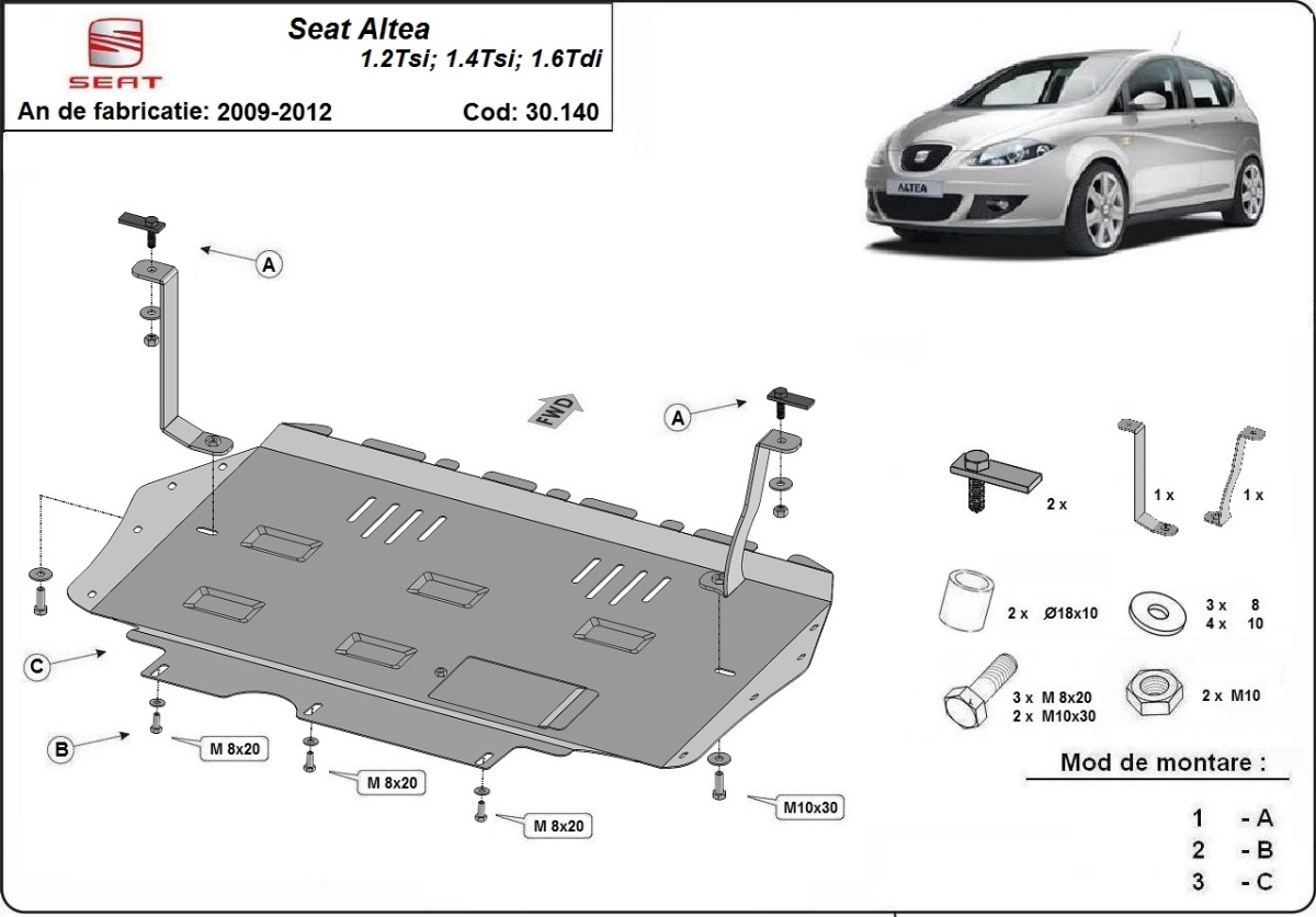 Protector inferior de acero Motor+ | Asiento Altea (2010-2015) - 3