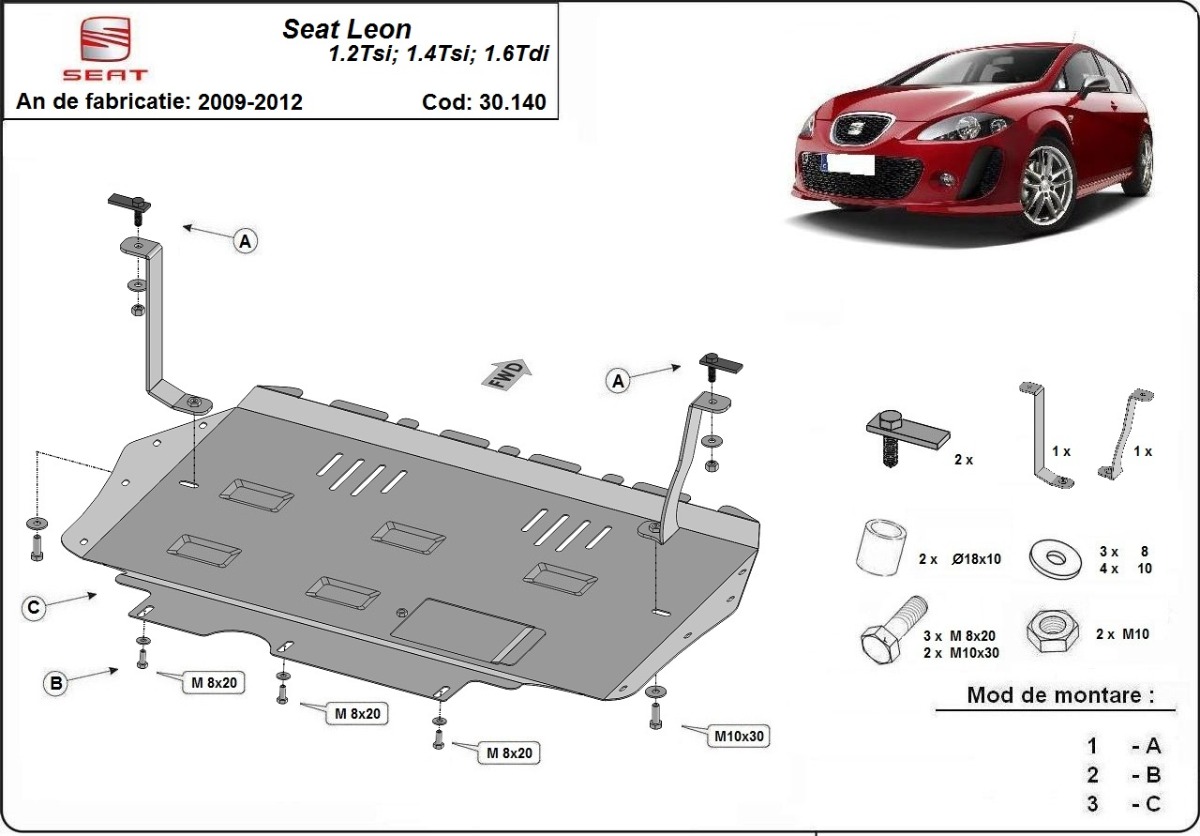 Skid plate Steel Engine+ | Seat Leon Mk2 (2010-2012) - 3