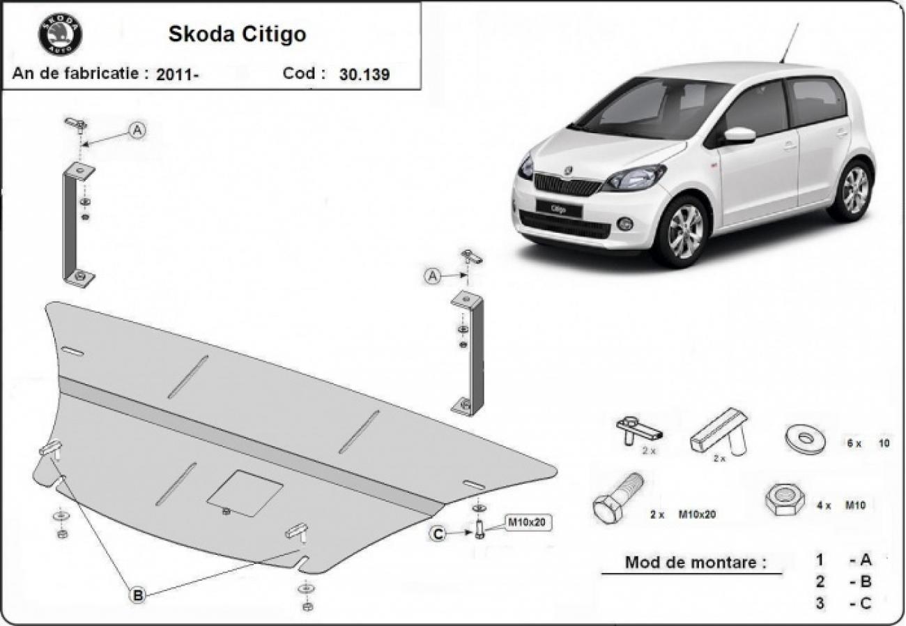 Hasplåt Stål Motor+ | Skoda Citigo (2011-2020) - 3