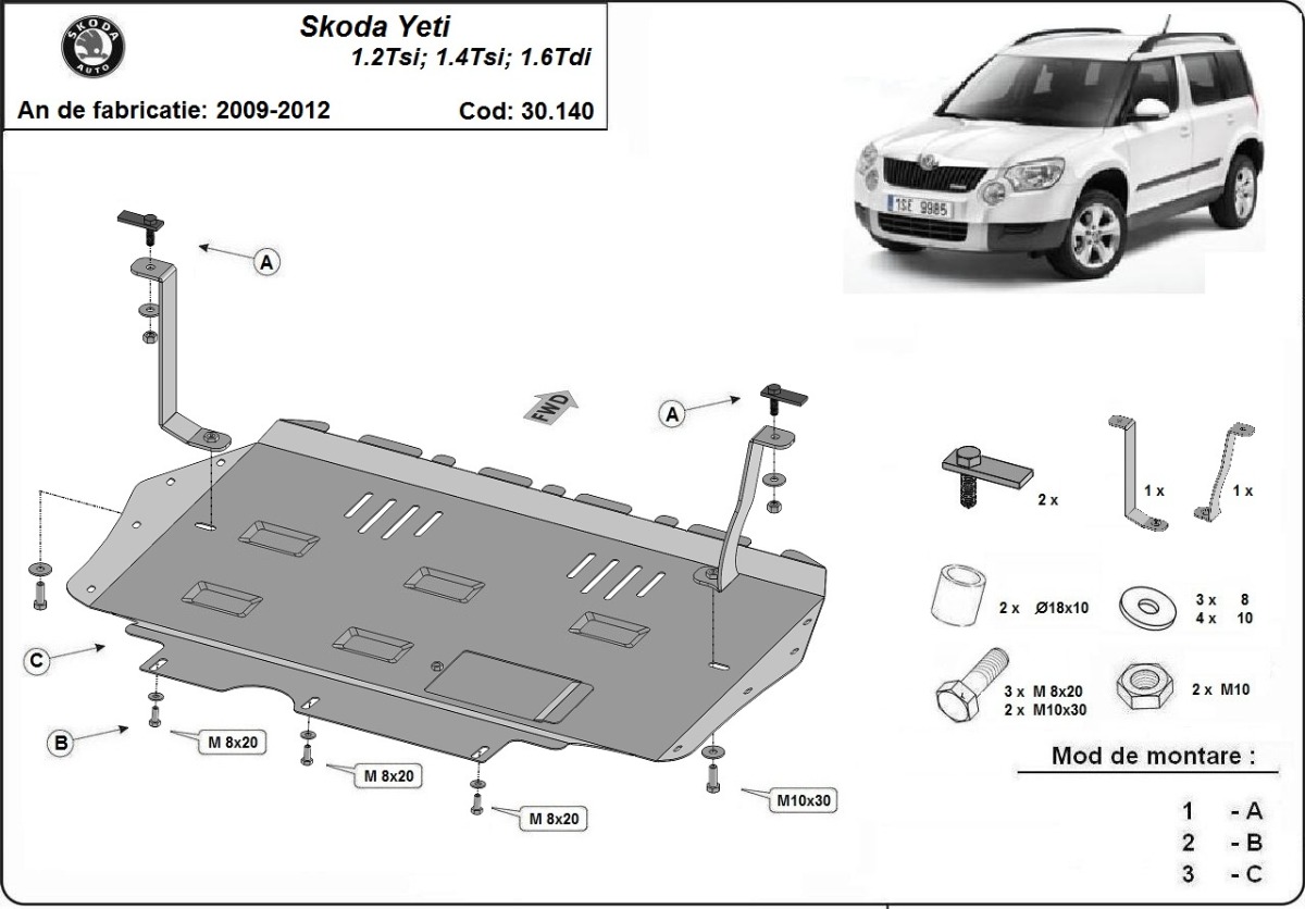 Protector inferior de acero Motor+ | Skoda Yeti (2009-2012) - 3