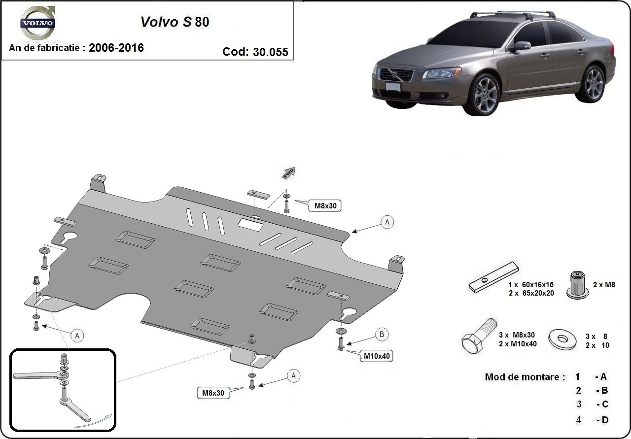 Protection inférieure en acier Moteur+ | Volvo S80 (2006-2016) - 3