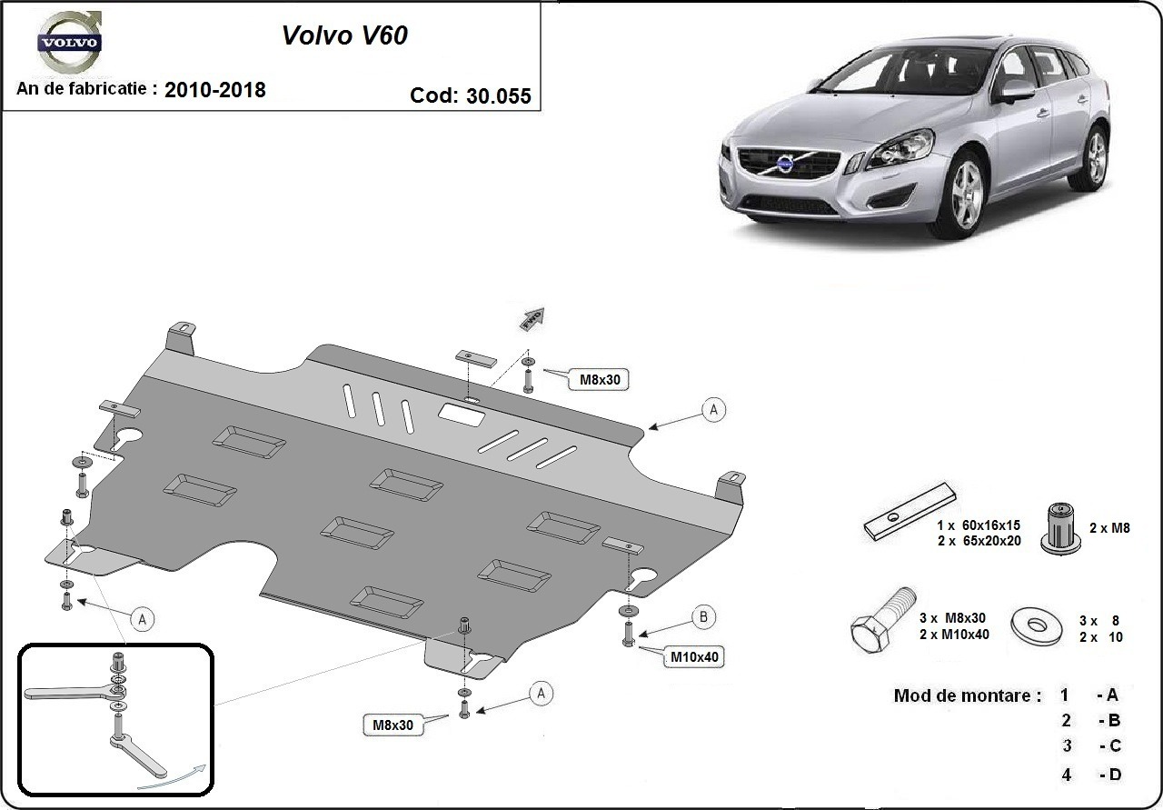 Protector inferior de acero Motor+ | Volvo V60 (2010-2018) - 3