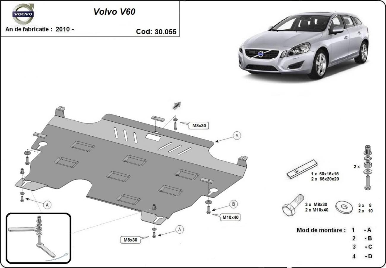 Hasplåt Stål Motor+ | Volvo V60 (2010-2018) - 2
