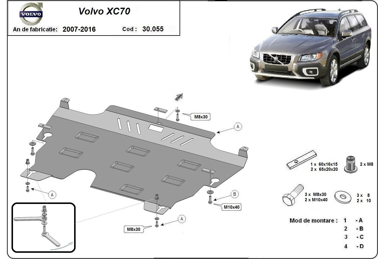 Protezione inferiore in acciaio Motore+ | Volvo XC70 (2007-2016) - 3