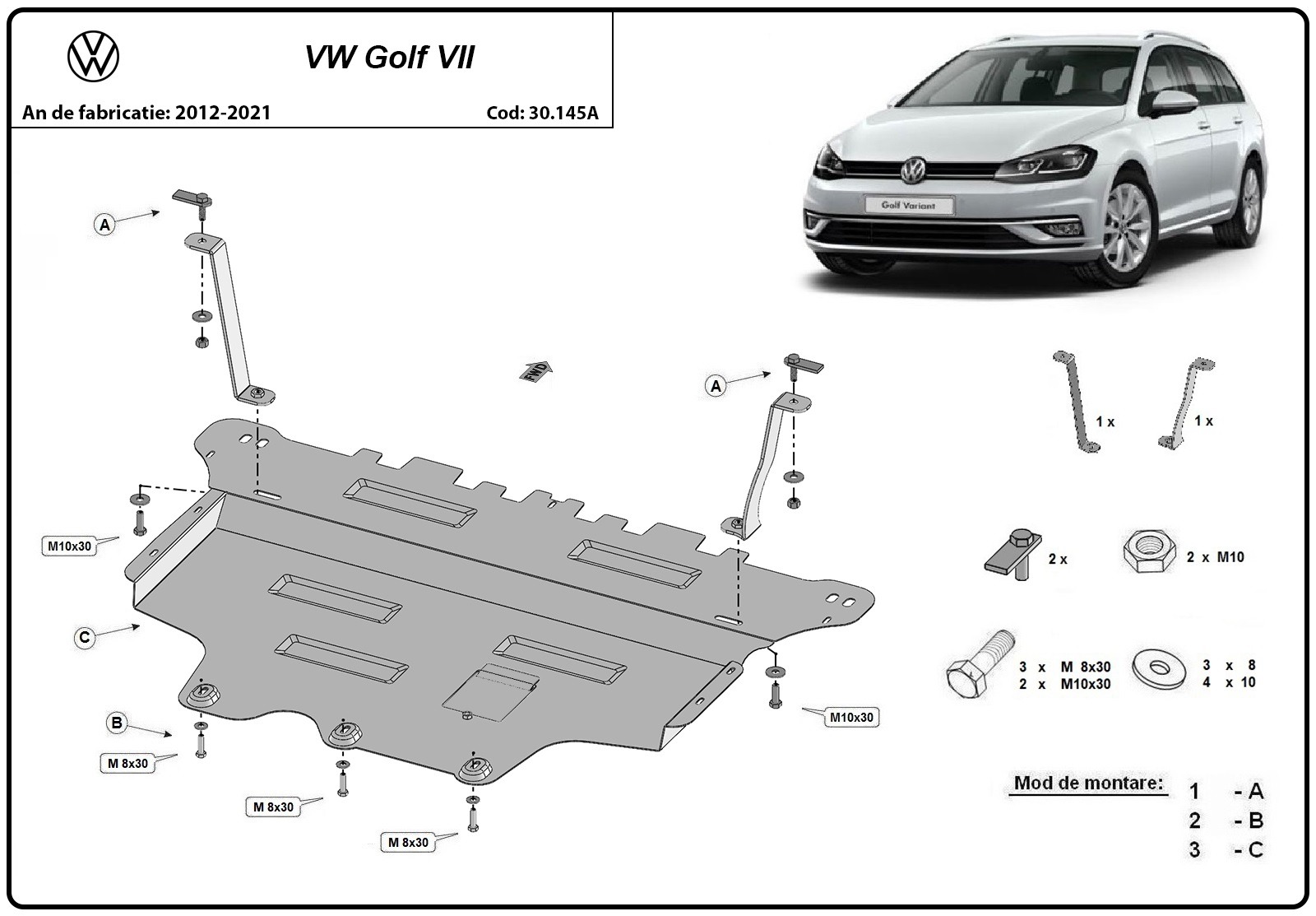 Stalowa osłona podwozia silnika+ | VW Golf 7 (2012-2019) - 3