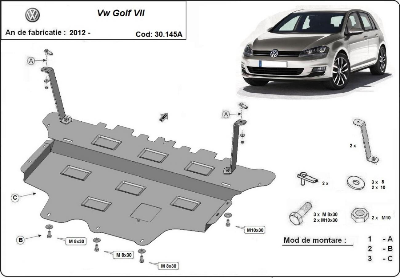 Pohjapanssari Teräs Moottori+ | VW Golf 7 - Autom. (2012-2019) - 3