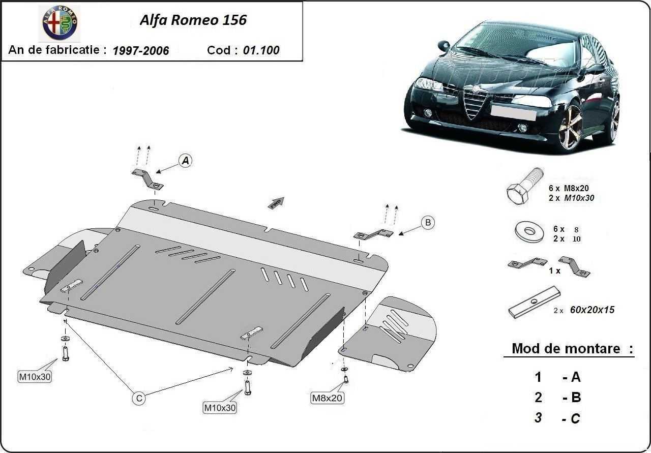 Skid plate Steel Engine+ | Alfa Romeo 156 (1997-2003) - 3