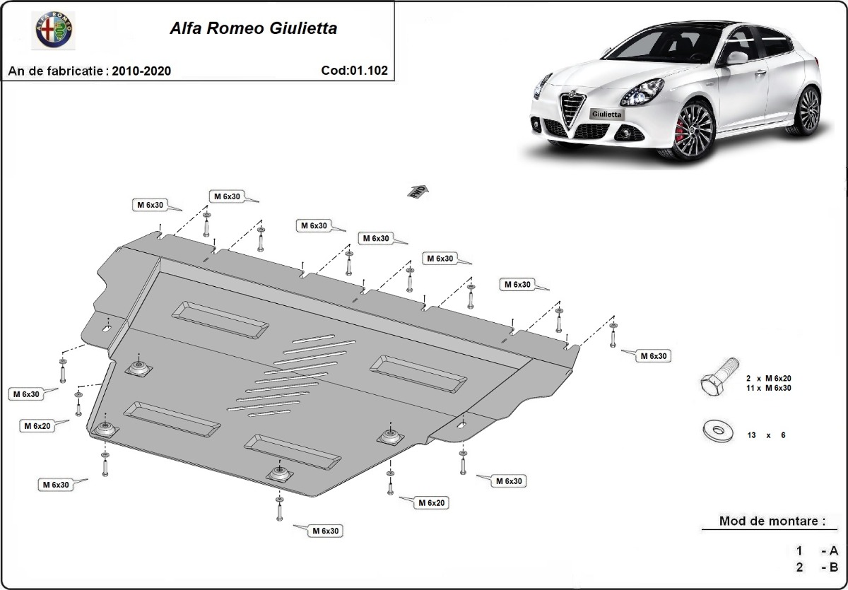 Stalen beschermplaat Motor+ | Alfa Romeo Giulietta (2010-2020) - 3