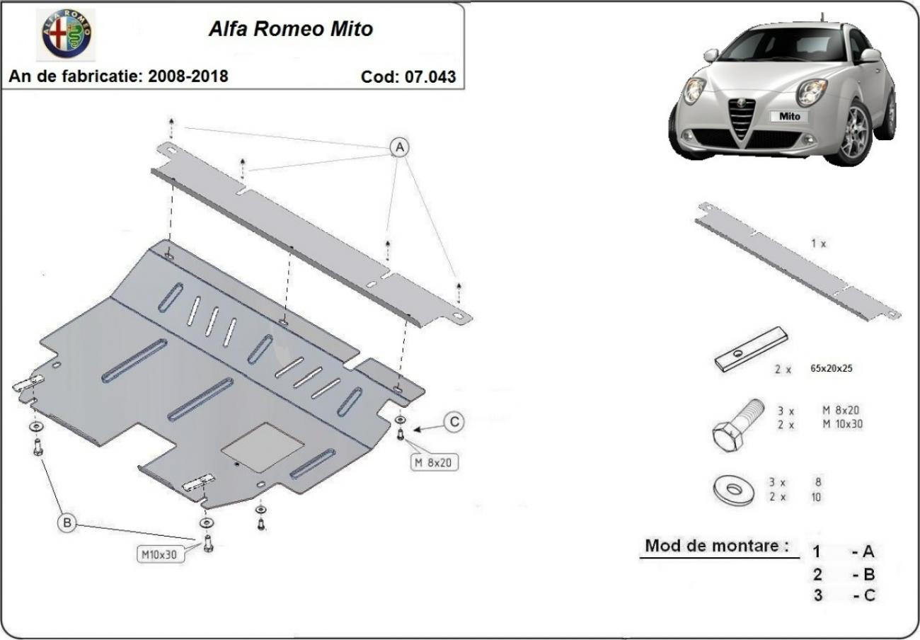 Pohjapanssari Teräs Moottori+ | Alfa Romeo Mito (2008-2018) - 3