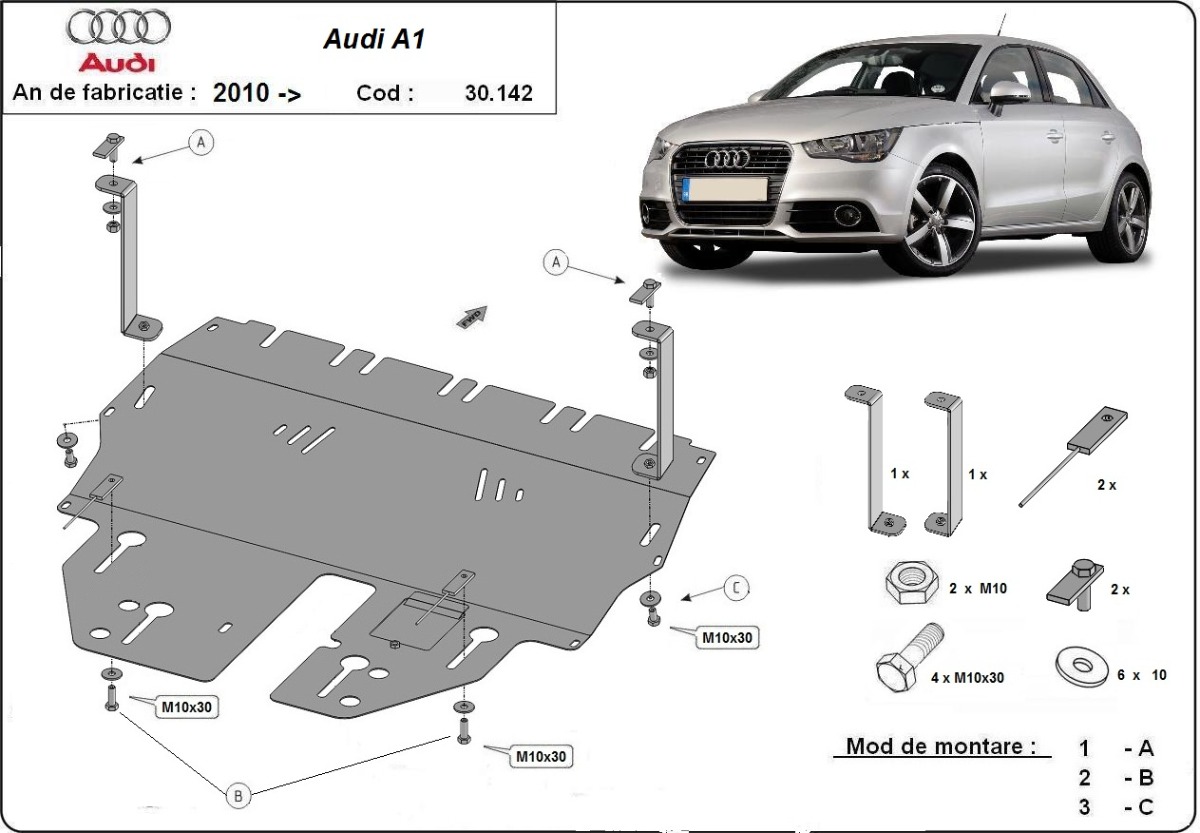 Stalowa osłona podwozia silnika+ | Audi A1 (2010-2017) - 3