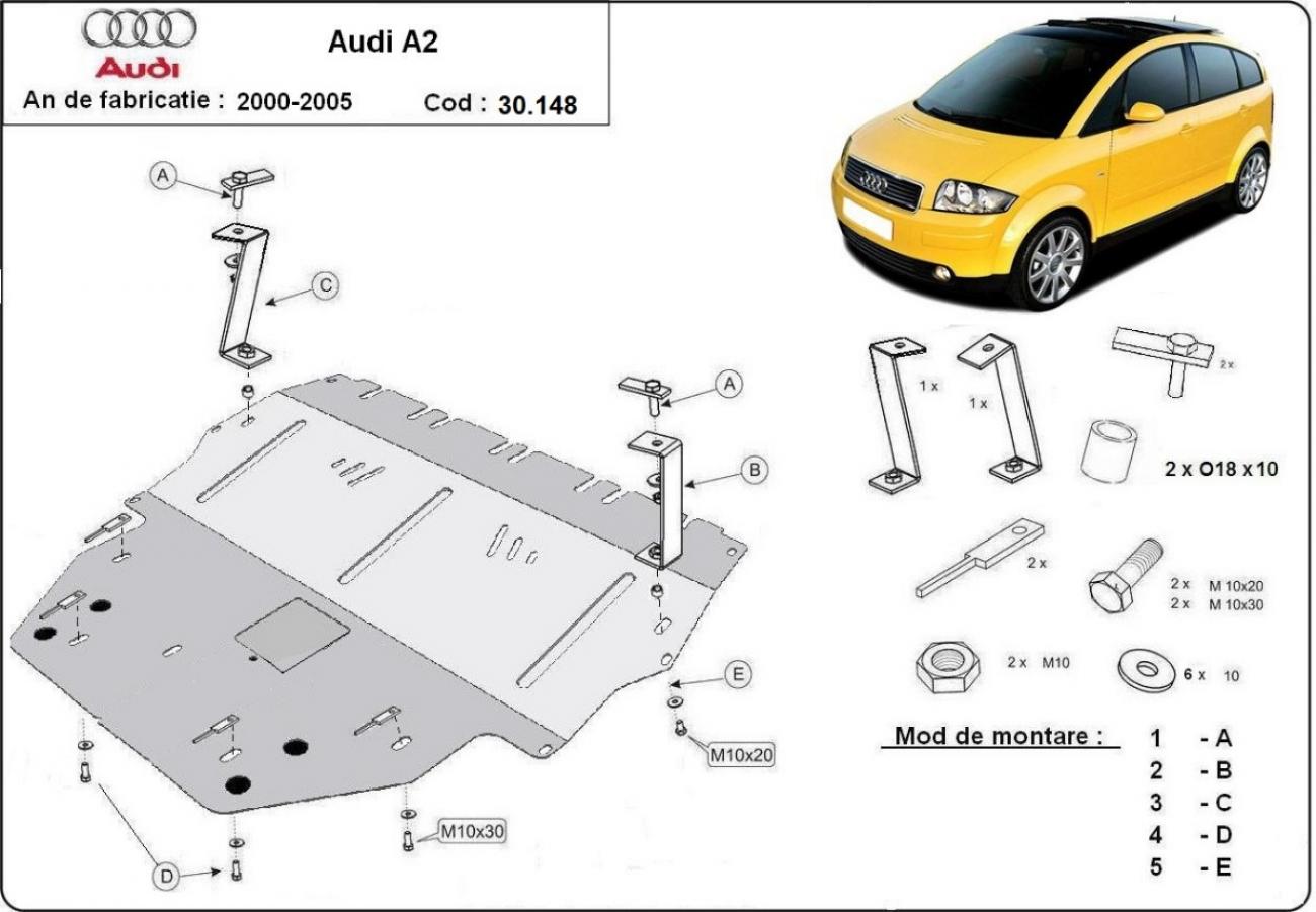 Hasplåt Stål Motor+ | Audi A2 (2000-2005) - 3