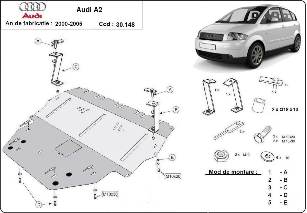 Skid plate Steel Engine+ | Audi A2 (2000-2005) - 3