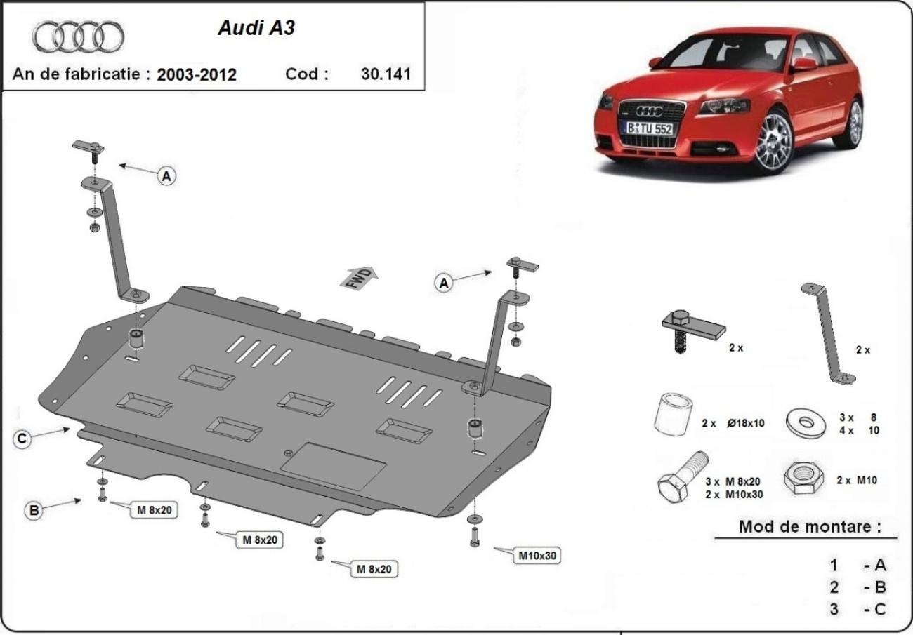 Hasplåt Stål Motor+ | Audi A3 (2003-2008) - 3