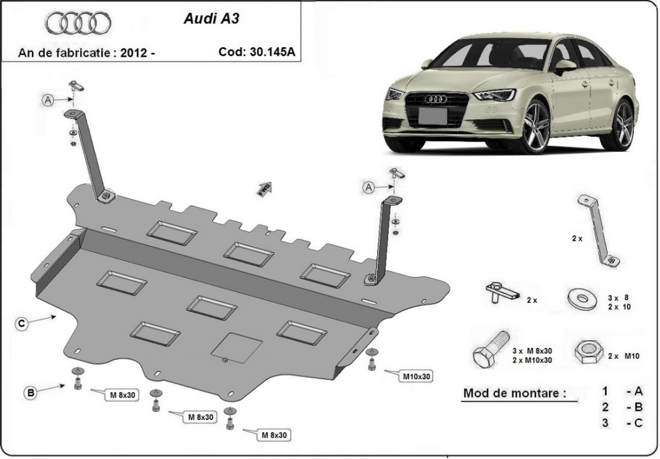 Hasplåt Stål Motor+ | Audi A3 (8V) - Autom. (2012-2020) - 3