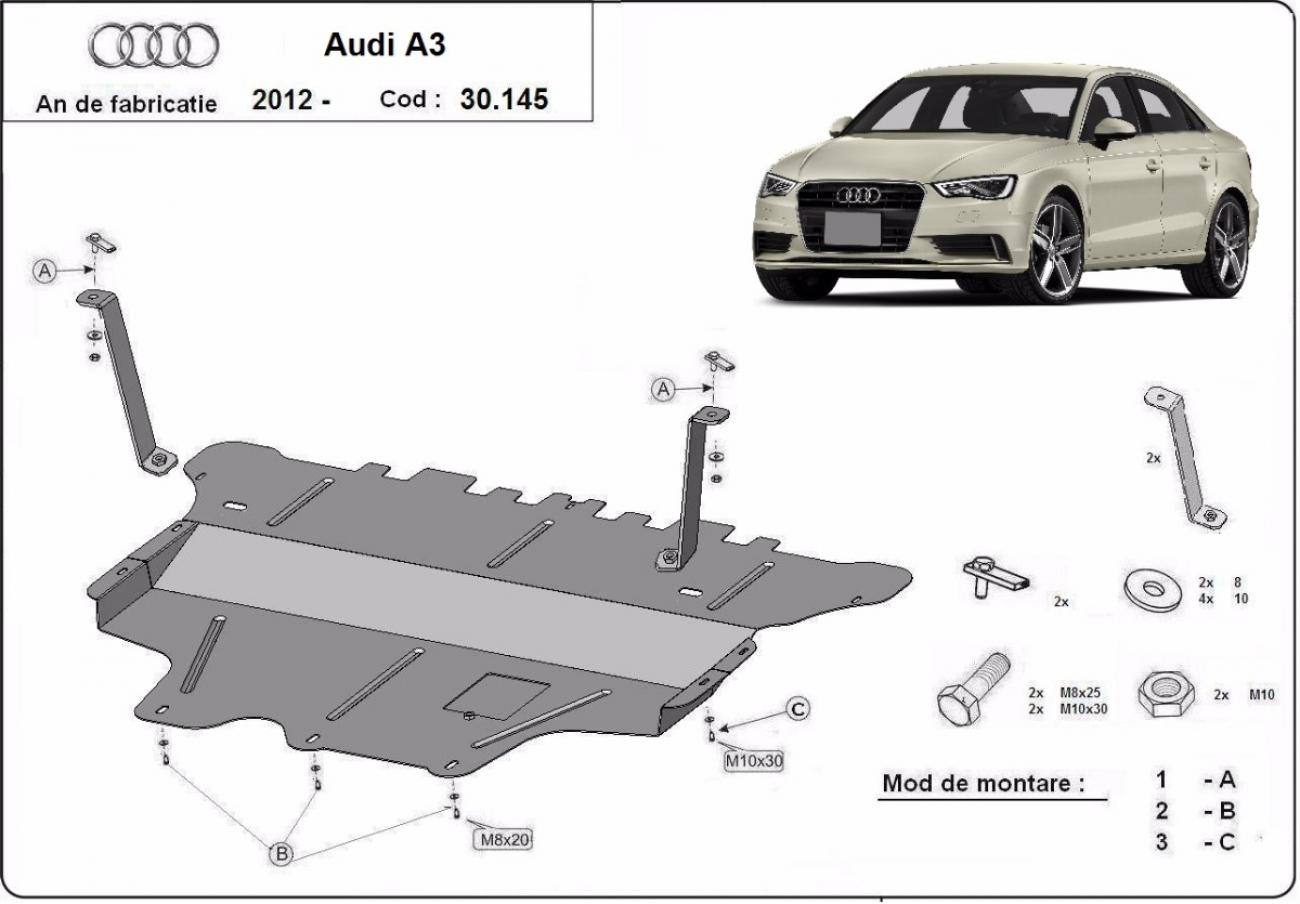 Hasplåt Stål Motor+ | Audi A3 (8V) (2012-2020) - 3