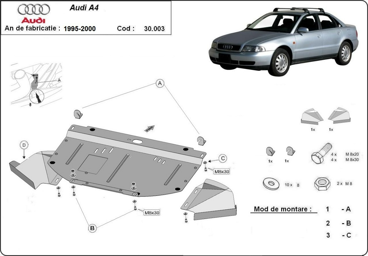 Protezione inferiore in acciaio Motore+ | Audi A4 B5 (1995-2000) - 3