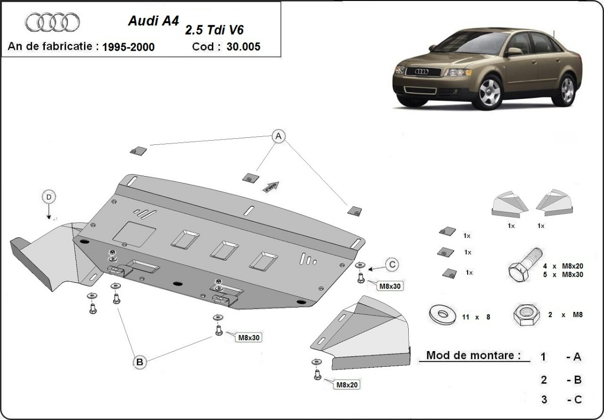 Stalen beschermplaat Motor+ | Audi A4 B5 (1997-2000) - 3