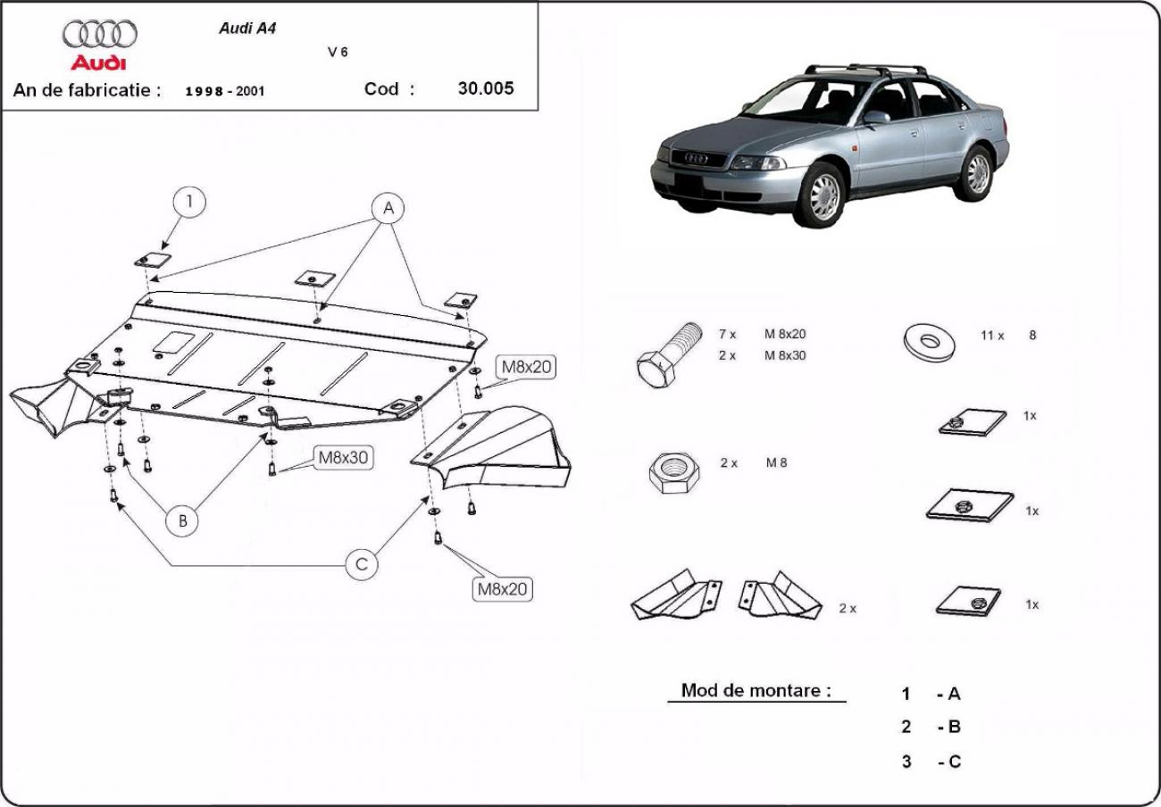 Pohjapanssari Teräs Moottori+ | Audi A4 B5 (1997-2000) - 3