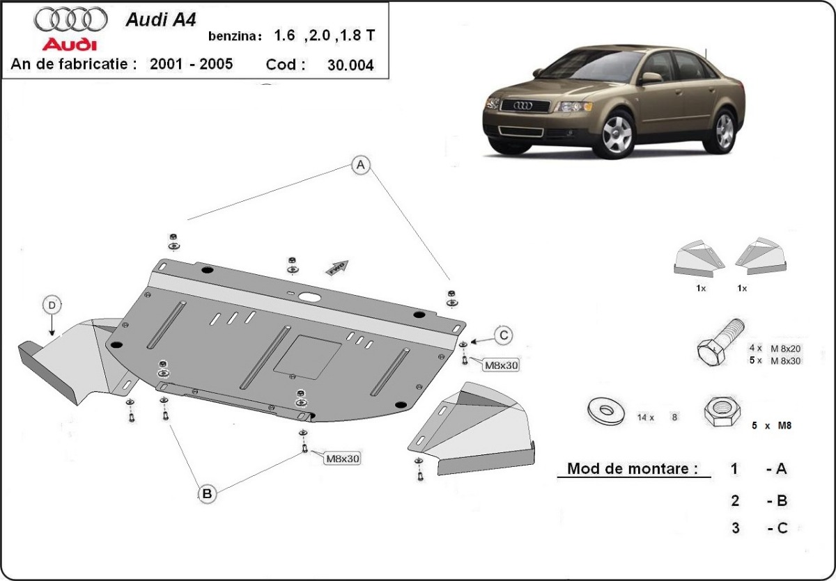 Proteção inferior em aço Motor+ | Audi A4 B6 (2000-2005) - 3