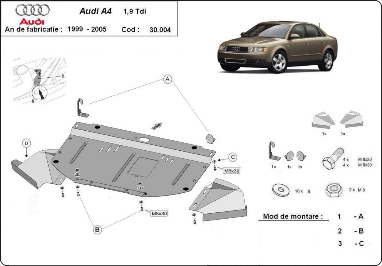 Hasplåt Stål Motor+ | Audi A4 B6, 1.9 Tdi (1999-2005) - 3
