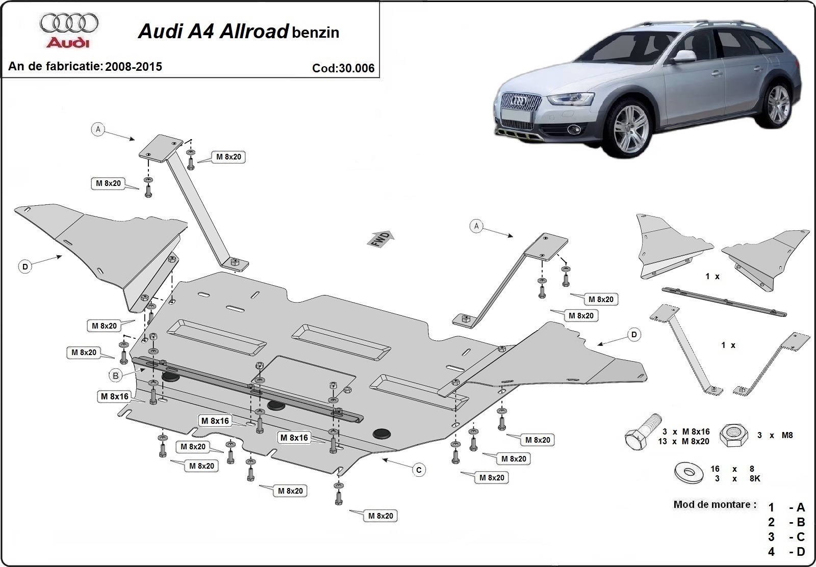 Protection inférieure en acier Moteur+ | Audi A4 B8 All Road, Petrol (2008-2014) - 3