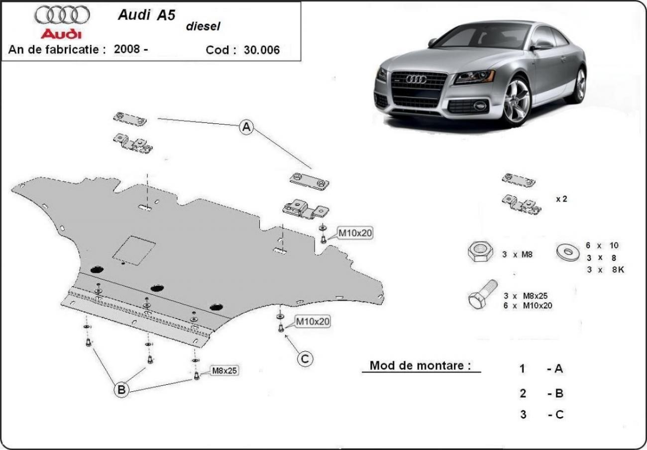 Skid plate Steel Engine+ | Audi A5, Diesel (2008-2016) - 3