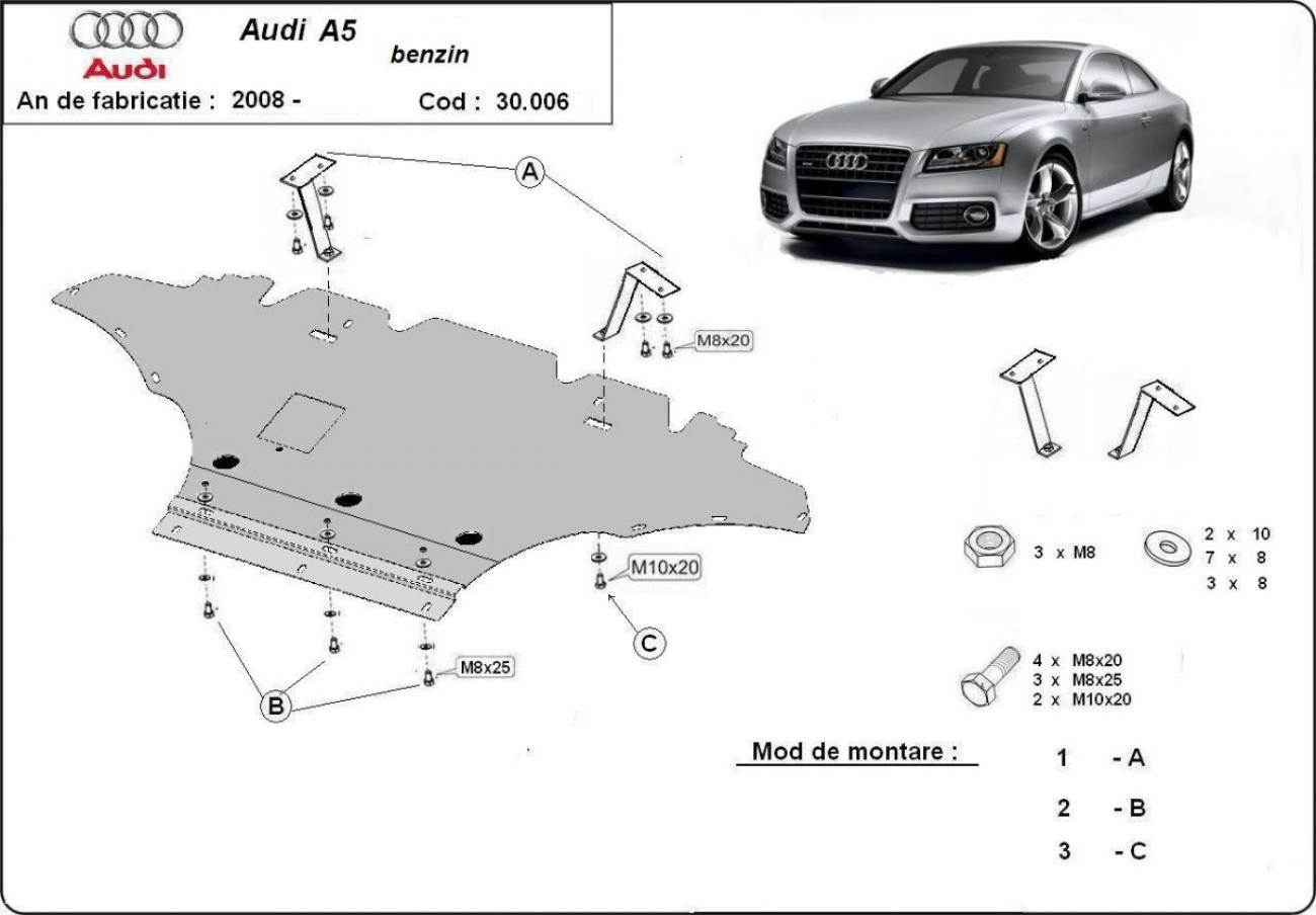 Pohjapanssari Teräs Moottori+ | Audi A5, Bensiini (2008-2016) - 3