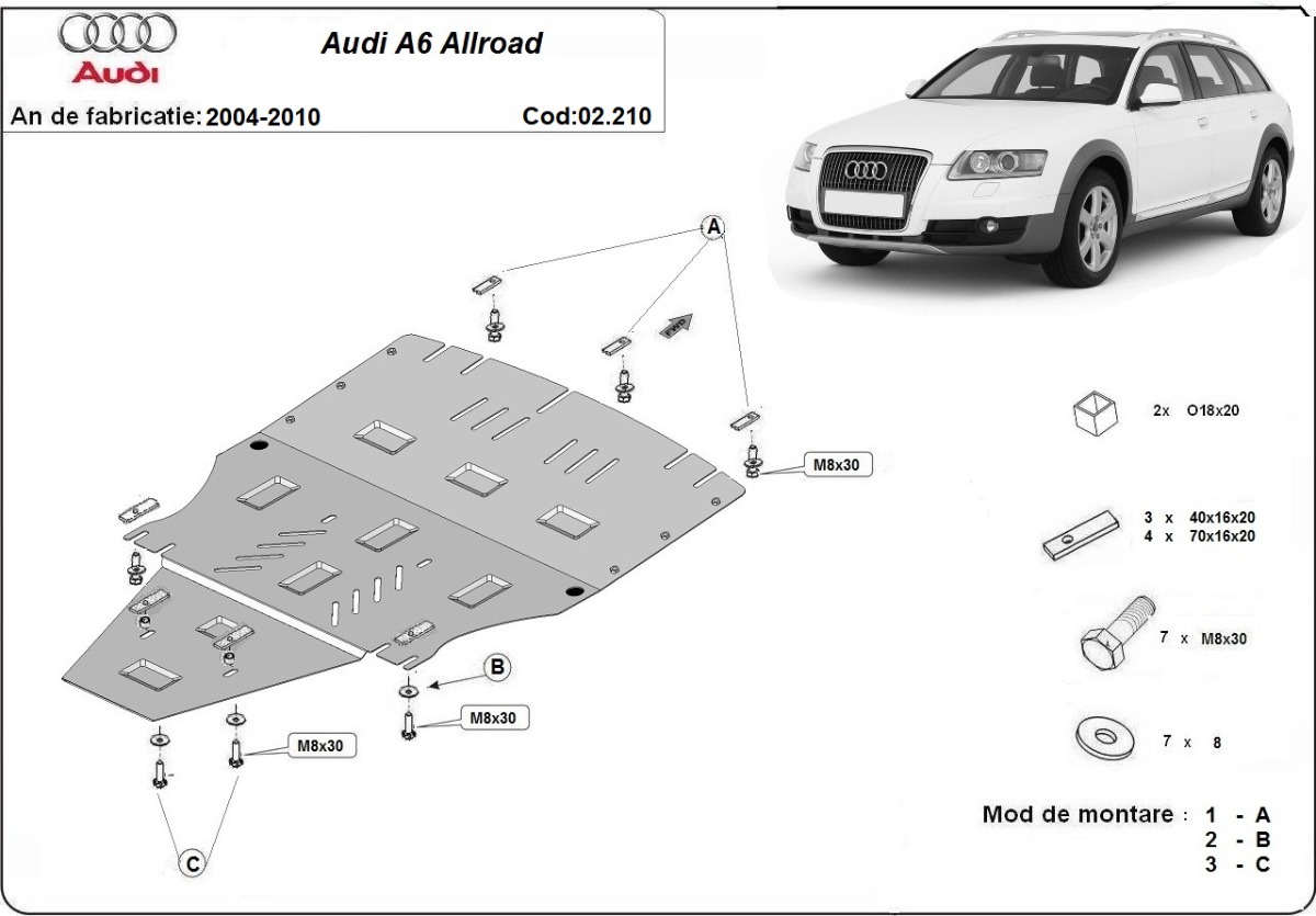 Protector inferior de acero Motor+ | Audi A6 Allroad 2 - sans latéraux (2005-2011) - 3