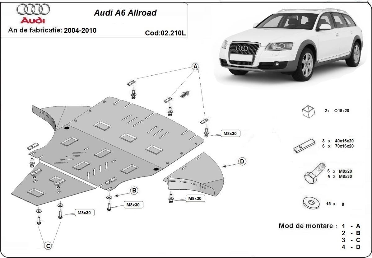 Protection inférieure en acier Moteur+ | Audi A6 Allroad 2 - avec latéraux (2005-2011) - 3