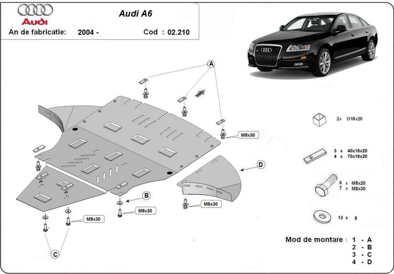 Hasplåt Stål Motor+ | Audi A6 Allroad 2 - avec latéraux (2005-2011) - 3