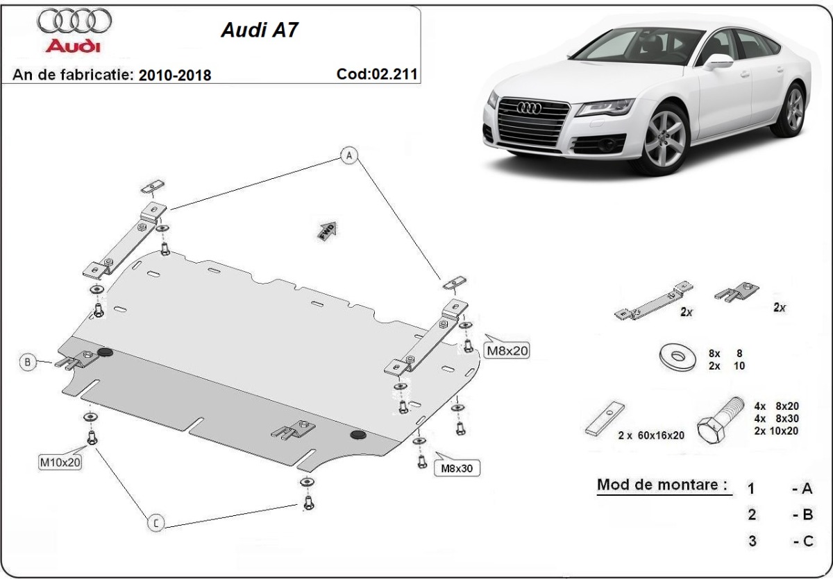 Protezione inferiore in acciaio Motore+ | Audi A7 (2011-2018) - 3