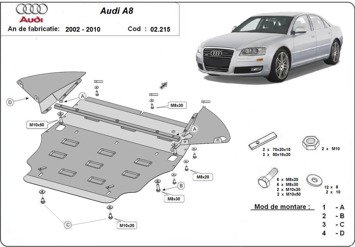 Stalen beschermplaat Motor+ | Audi A8 (2002-2010) - 3