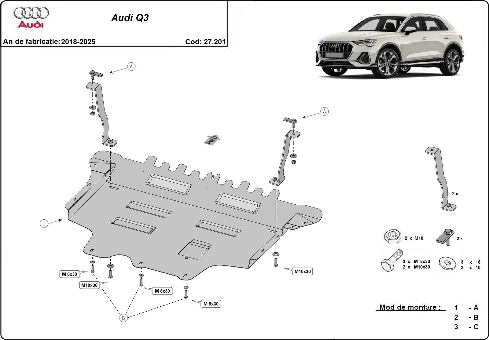 Skid plate Steel Engine+ | Audi Q3 (2018-2025) - 3