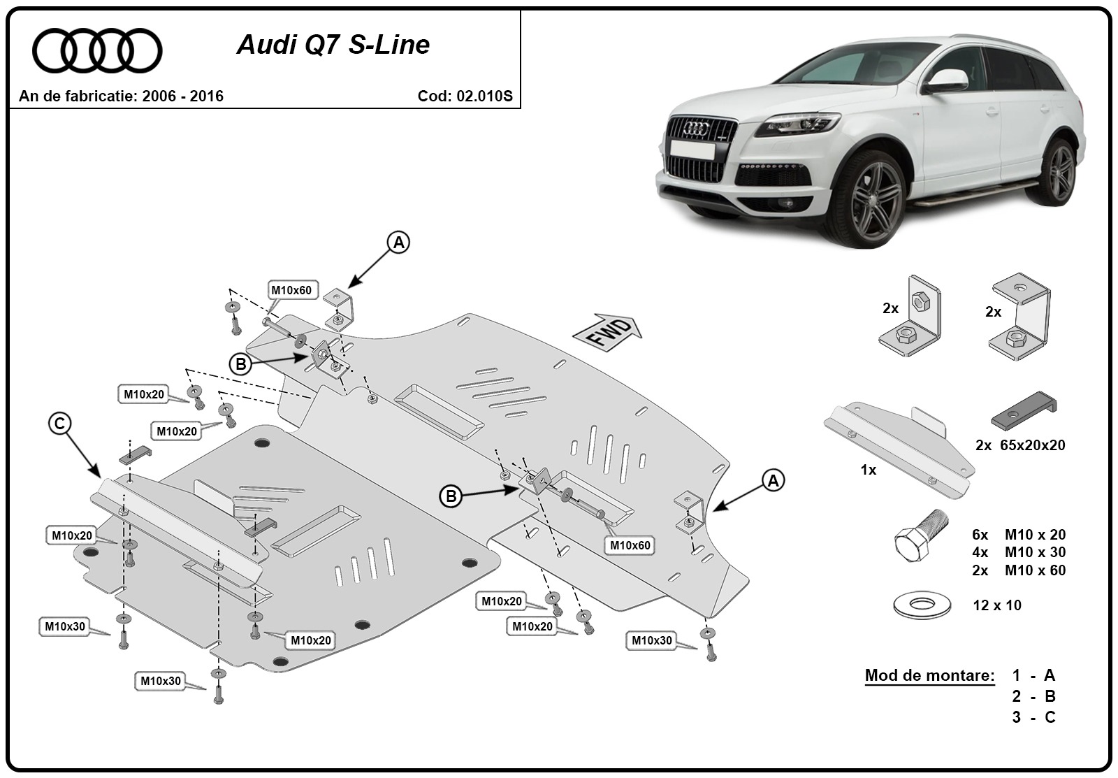Protezione inferiore in acciaio Motore+ | Audi Q7 S-Line (2006-2015) - 3