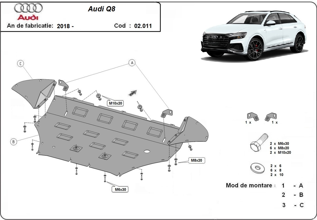 Protezione inferiore in acciaio Motore+ | Audi Q8 (2018-2020) - 3