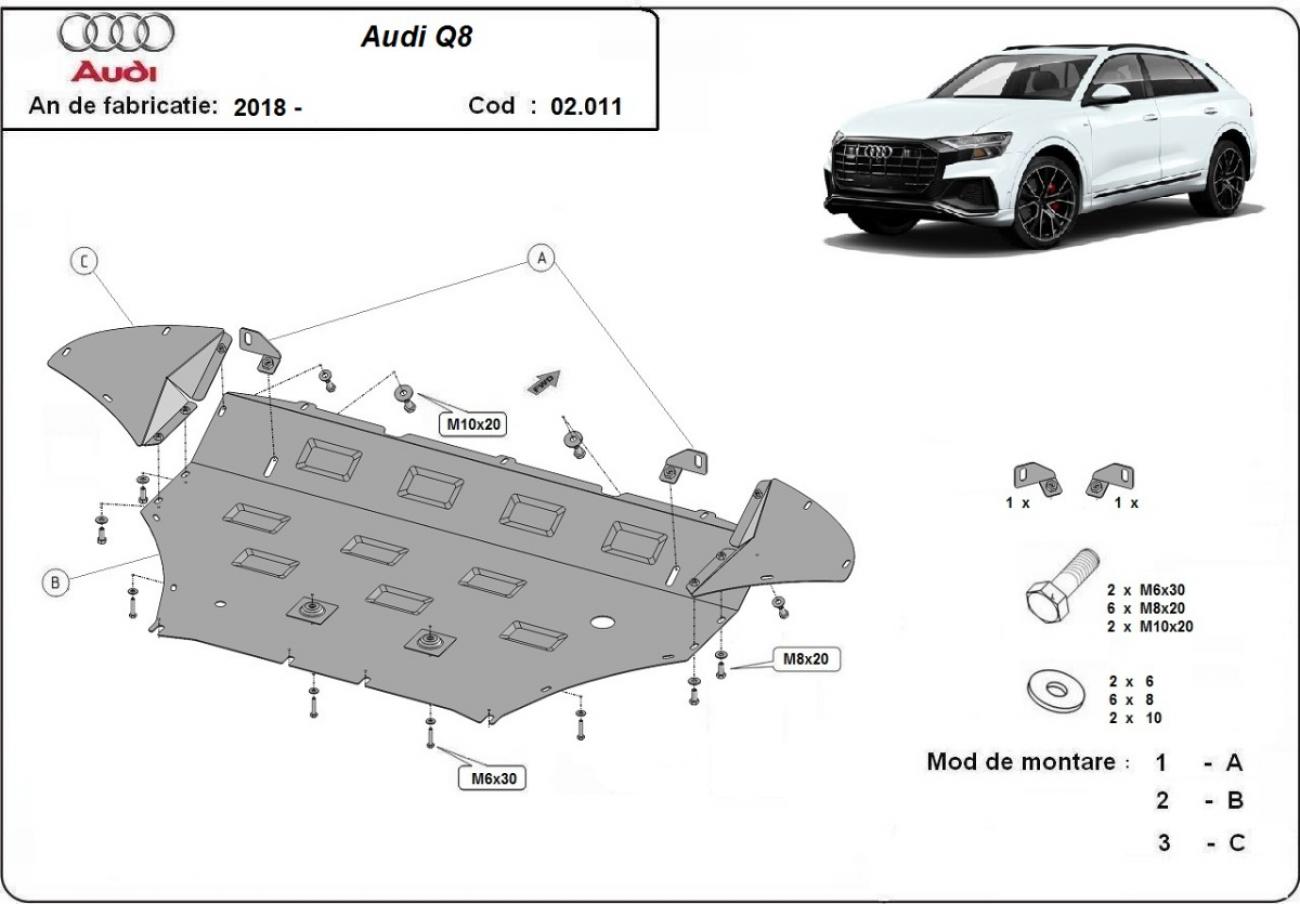 Hasplåt Stål Motor+ | Audi Q8 (2018-2020) - 3