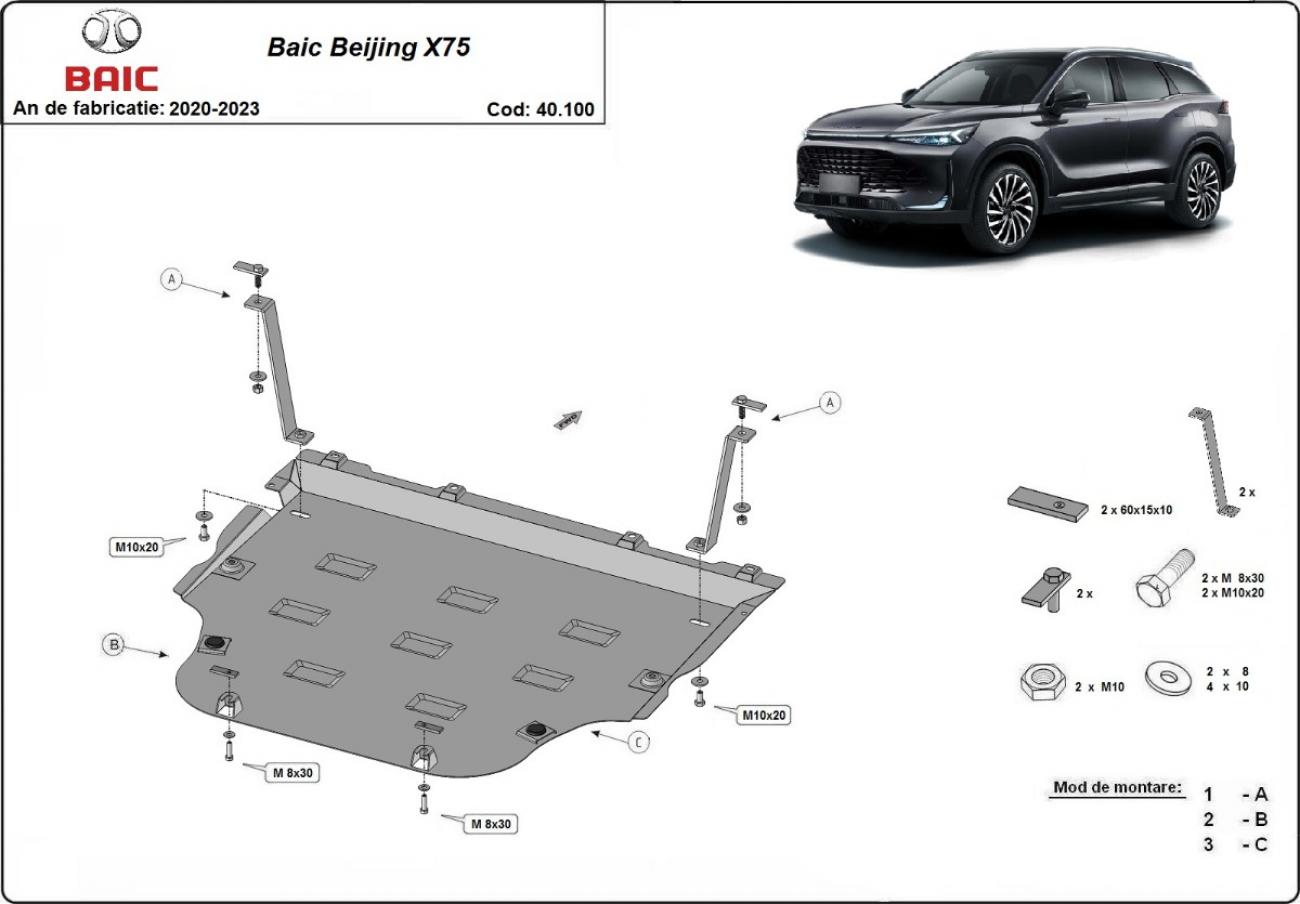 Hasplåt Stål Motor+ | BAIC Beijing X75 (2020-2023) - 3