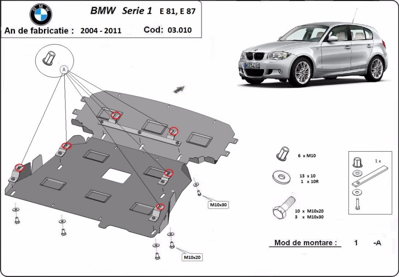 Hasplåt Stål Motor+ | BMW Serie 1 E81/E87/E82 (2004-2011) - 3