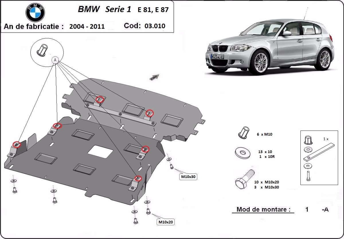 Proteção inferior em aço Motor+ | BMW Serie 1 E81/E87/E82 (2004-2011) - 3