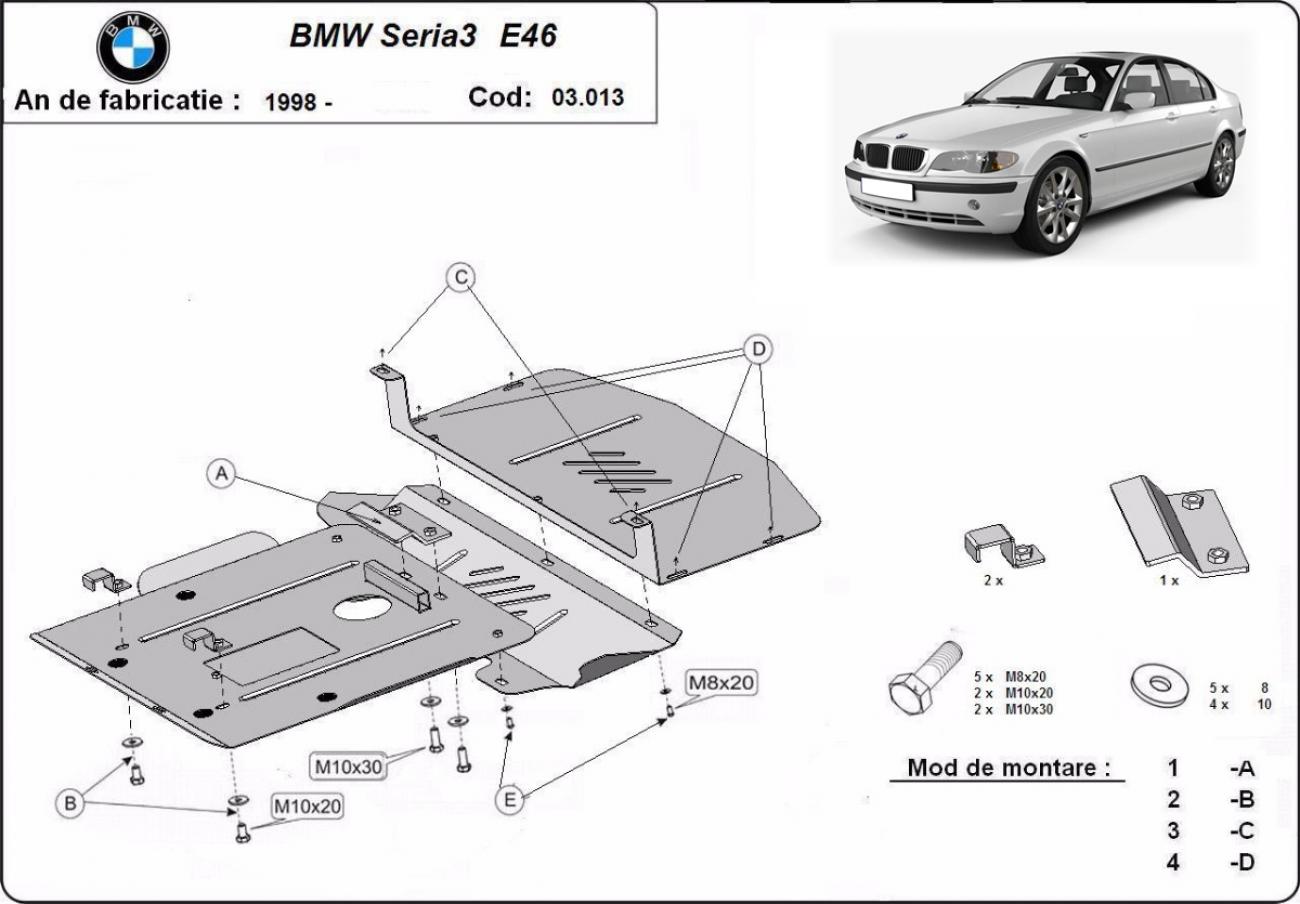 Hasplåt Stål Motor+ | BMW Serie 3 E46 Petrol (1998-2005) - 3