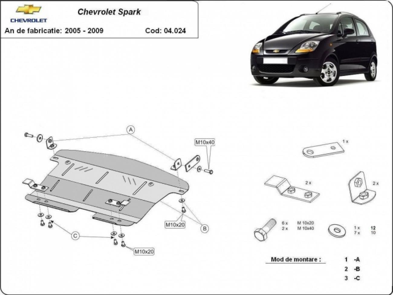 Pohjapanssari Teräs Moottori+ | Chevrolet Spark (2005-2009) - 3