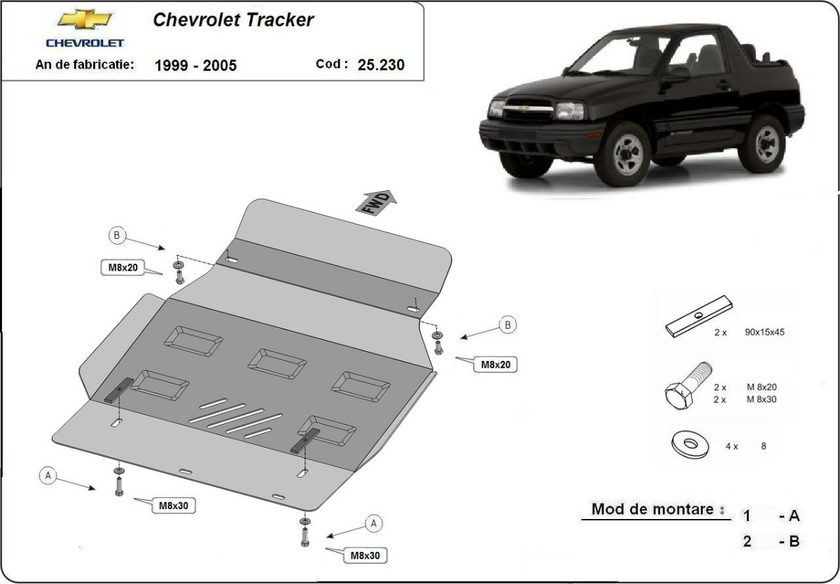 Stahl-Unterfahrschutz Motor | Chevrolet Tracker (1999-2005) - 3