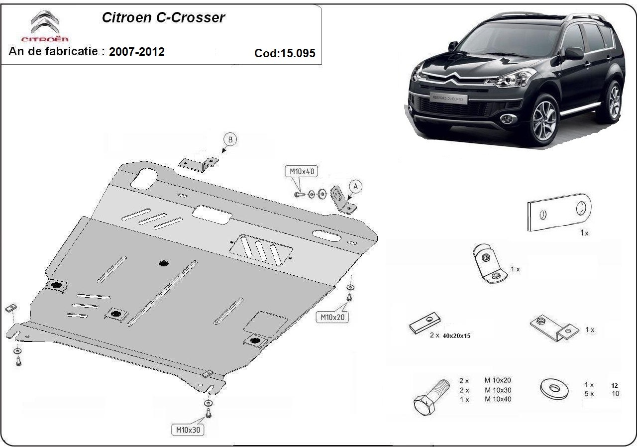Stalen beschermplaat Motor+ | Citroën C-Crosser (2007-2012) - 3
