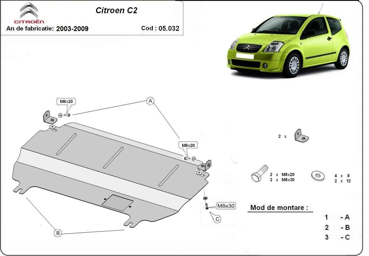 Stalen beschermplaat Motor+ | Citroën C2 (2003-2009) - 3