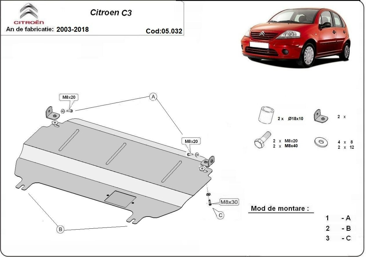 Skid plate Steel Engine+ | Citroën C3 (2003-2016) - 3