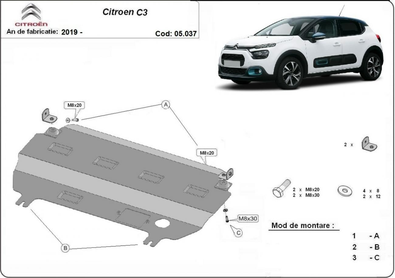 Pohjapanssari Teräs Moottori+ | Citroën C3 (2019-2026) - 3