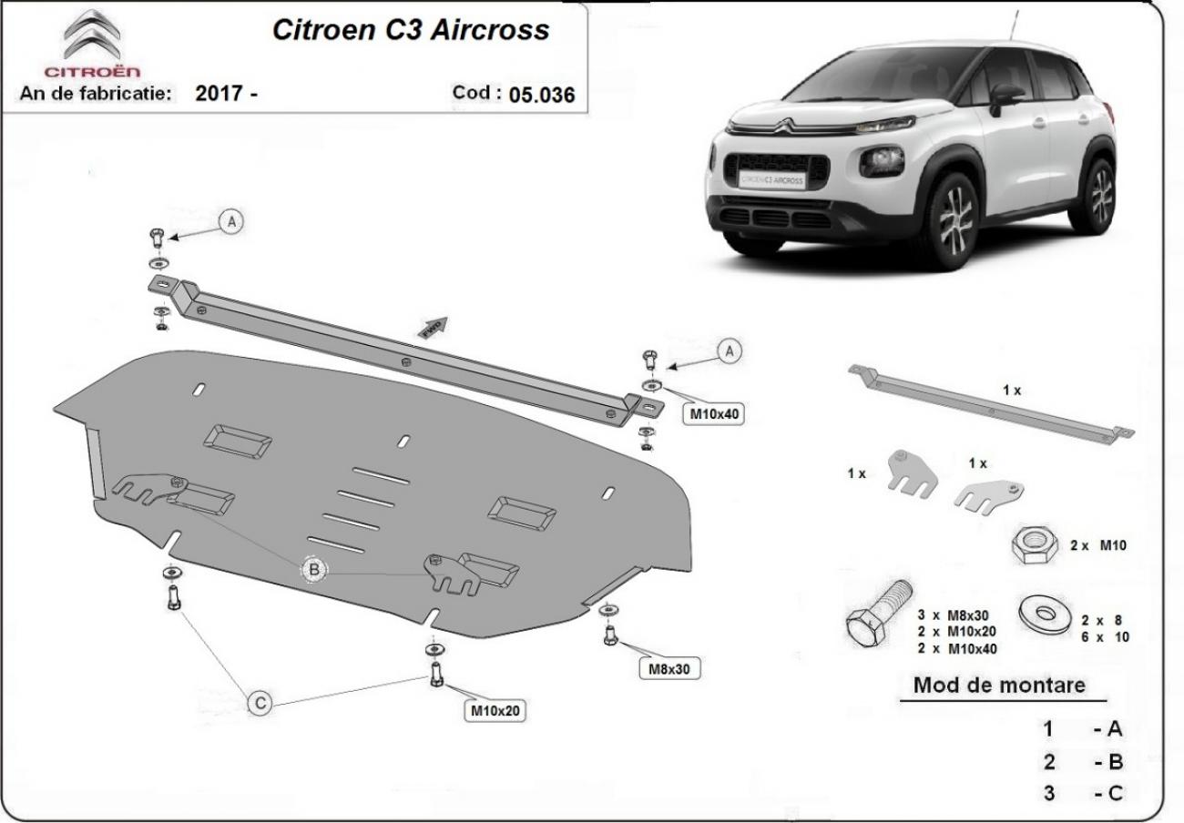 Bunnplate Stål Motor+ | Citroën C3 Aircross (2017-2026) - 3