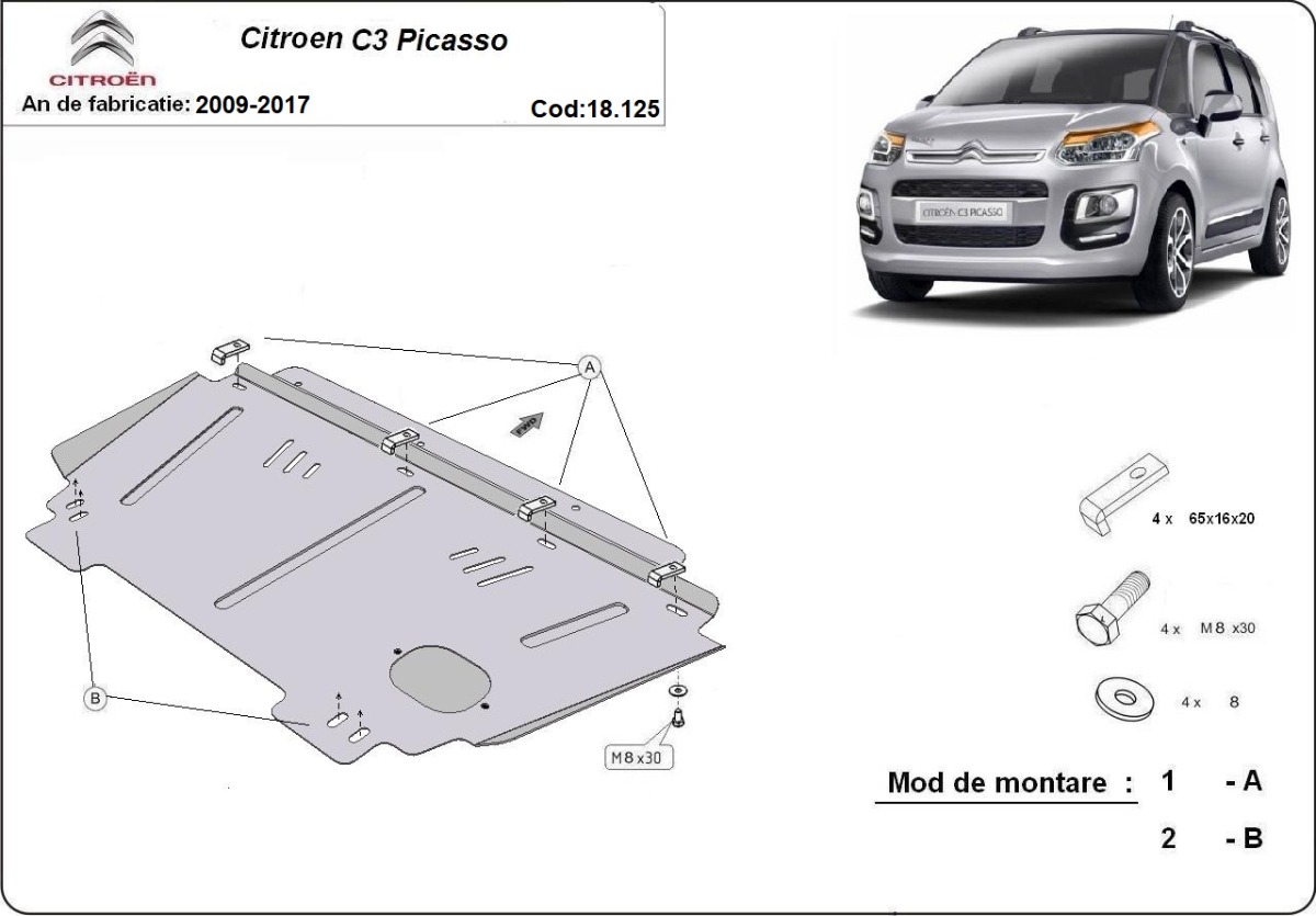 Protector inferior de acero Motor+ | Citroën C3 Picasso (2009-2017) - 3