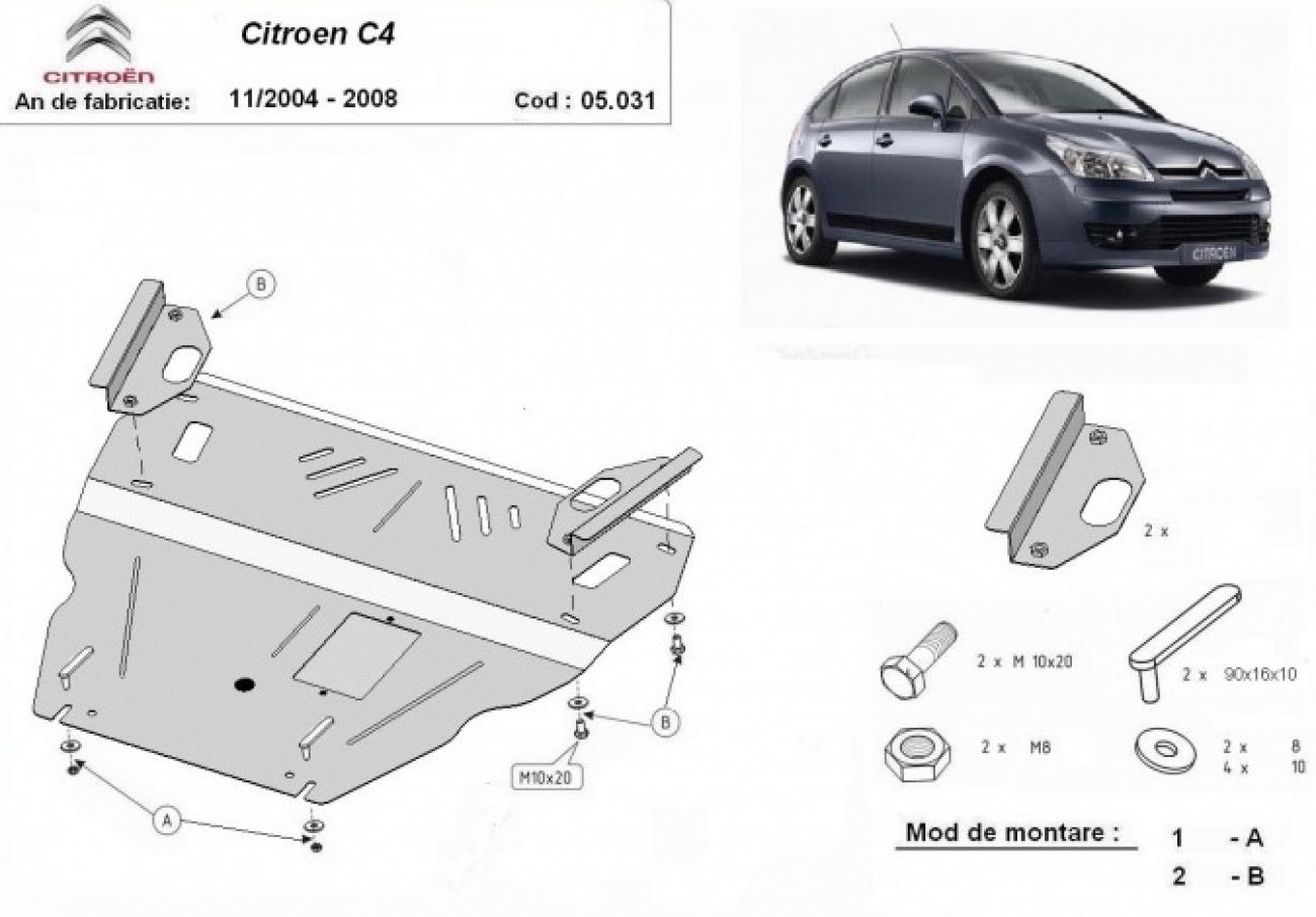 Hasplåt Stål Motor+ | Citroën C4 (2004-2008) - 3