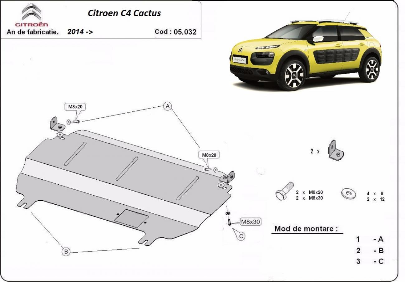 Hasplåt Stål Motor+ | Citroën C4 Cactus (2014-2020) - 3